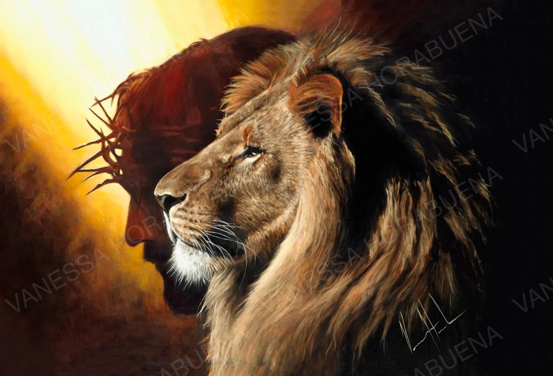The Lion of Judah - Postcard Lion Art Print, Jesus Art Print Vanessa Horabuena