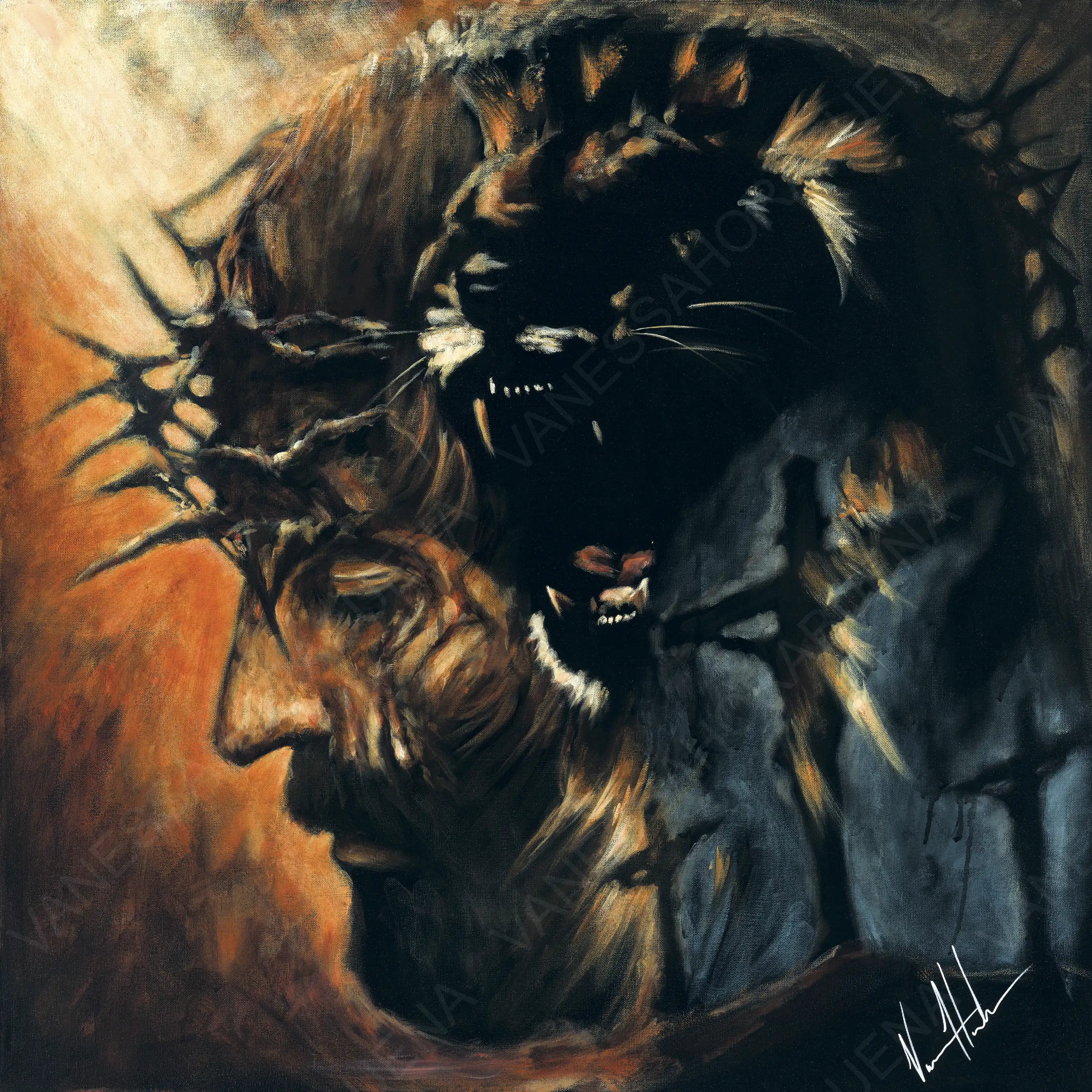 The Roar of Our Savior Lion Art Print, Jesus Art Print Vanessa Horabuena