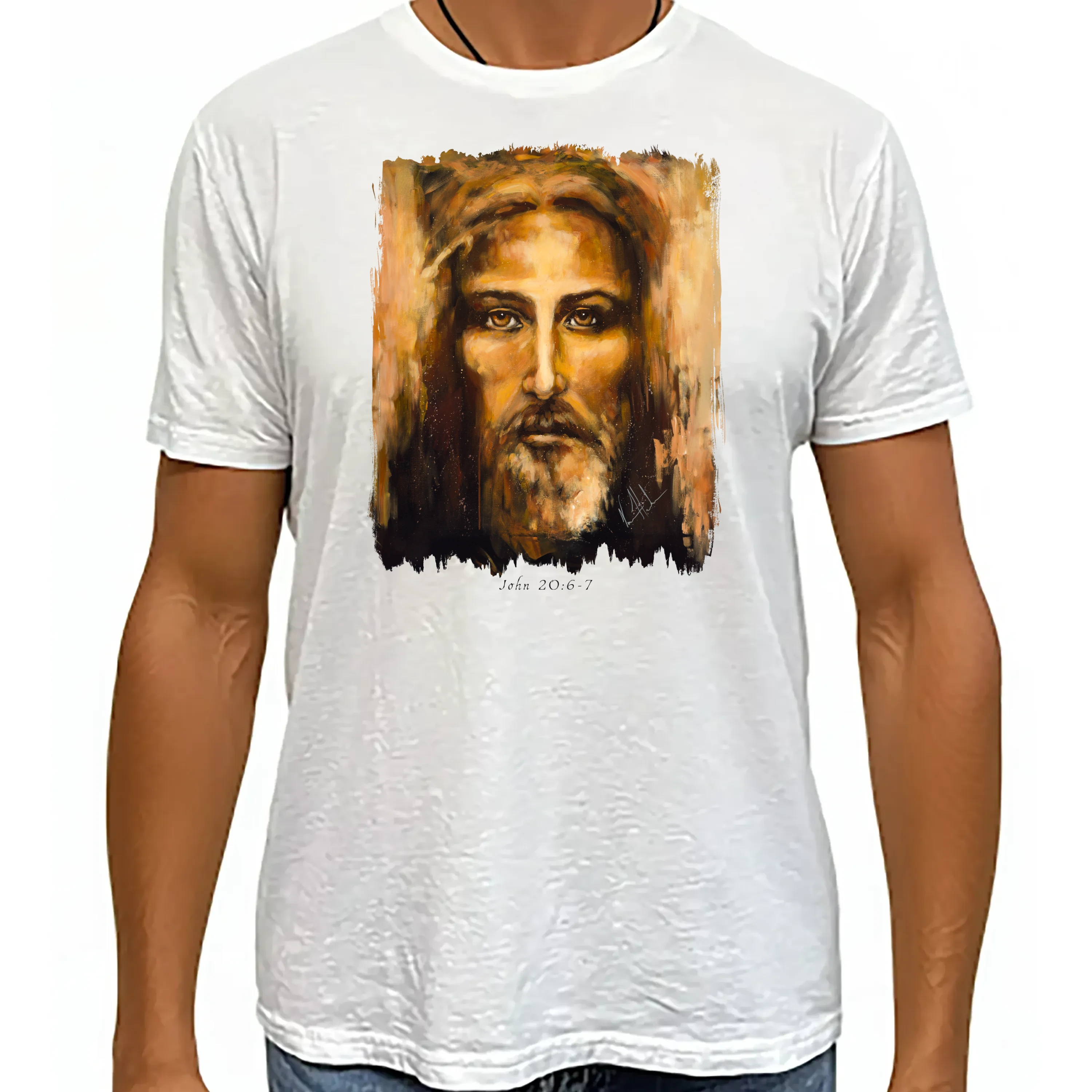 The Shroud of Turin - Resurrection Light - Unisex T (Organic Bamboo) Organic Bamboo Vanessa Horabuena Short Sleeve Frost (White) XS