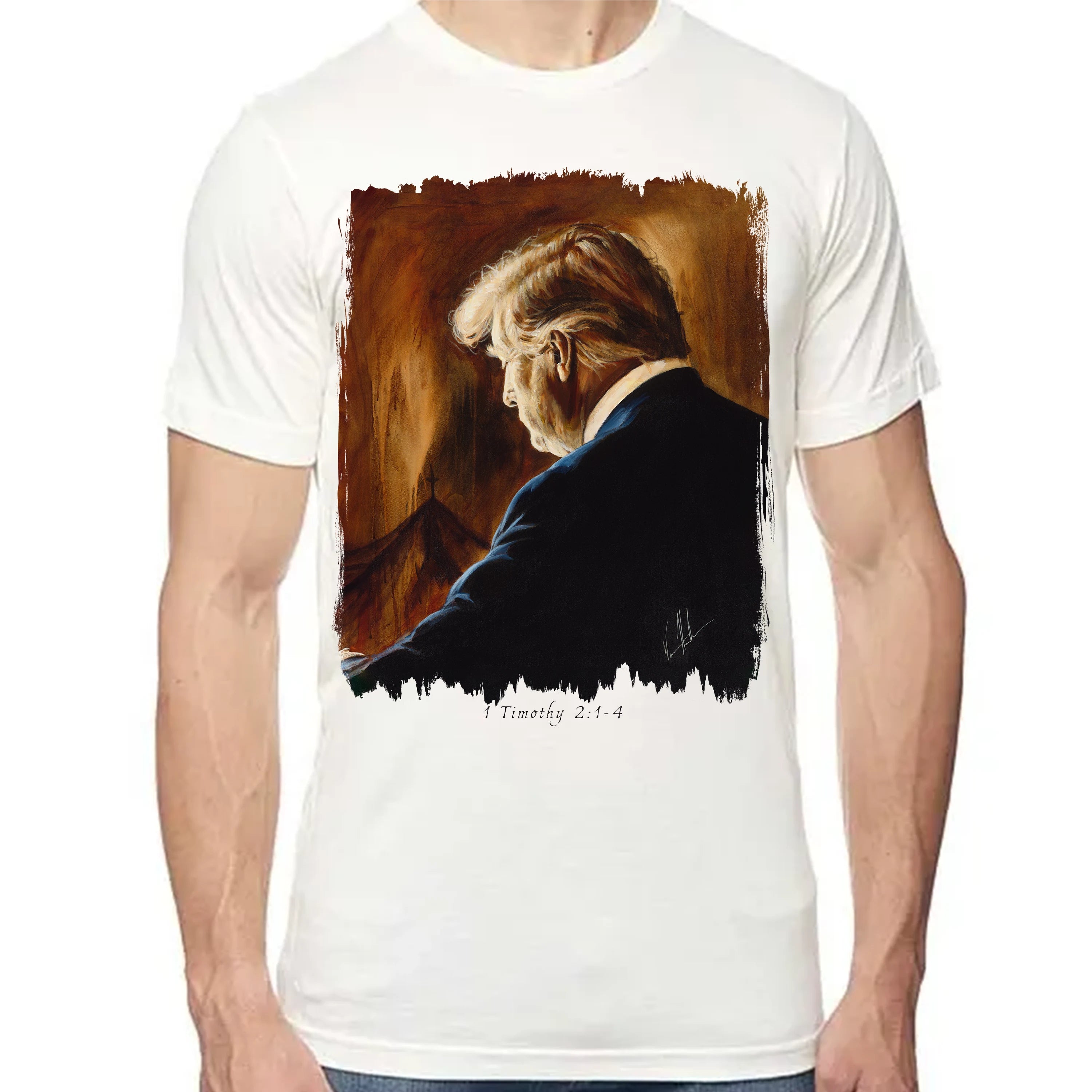 Prayers For Our President - For Such A Time As This - Unisex T (Premium Organic Fabric) Vanessa Horabuena Bamboo Natural Small