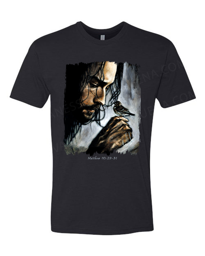 Watcher of the Sparrow - Unisex T-Shirt Poly-Blend Vanessa Horabuena Short Sleeve Black Small