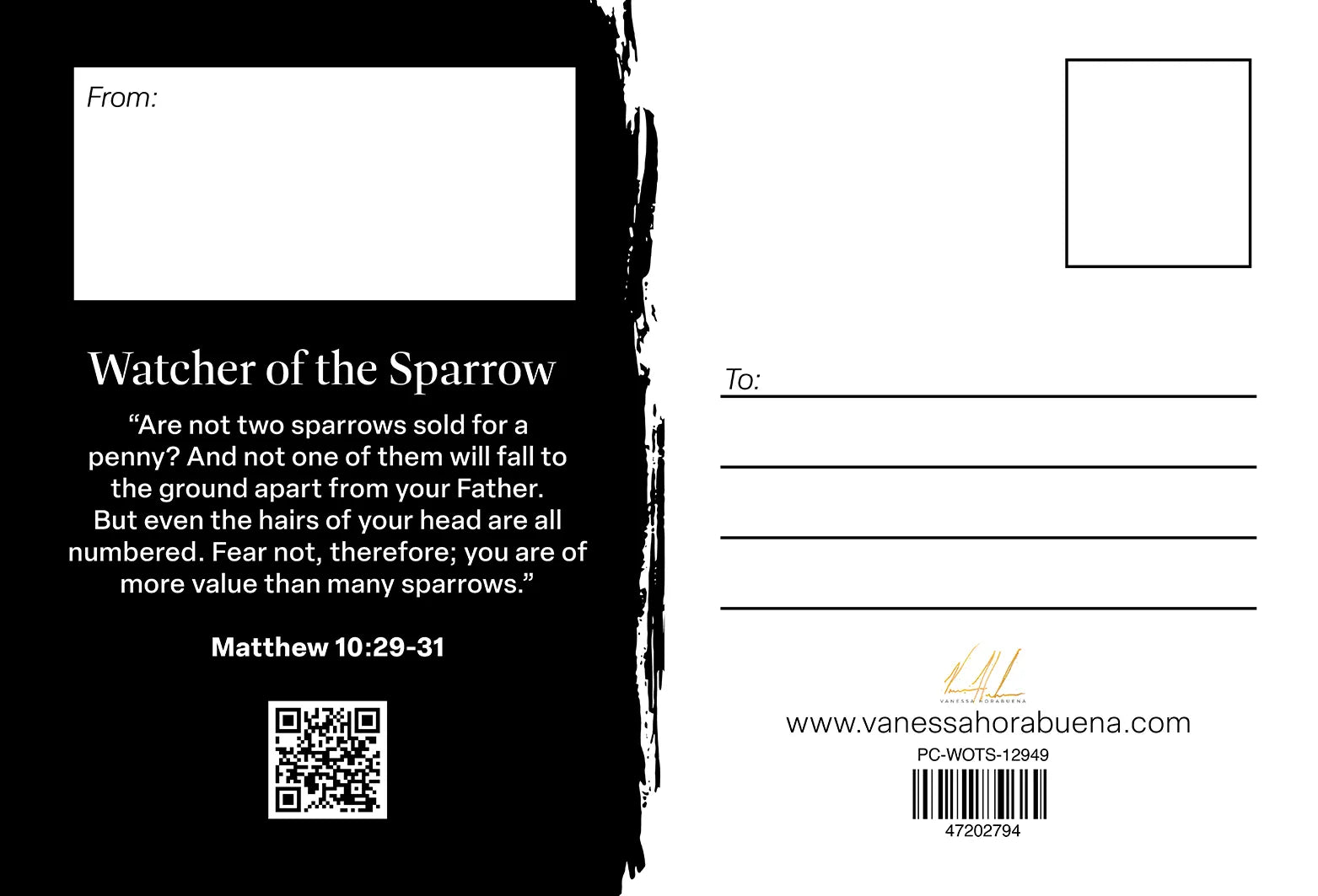 Watcher of the Sparrow - Postcard Lion Art Print, Jesus Art Print Vanessa Horabuena