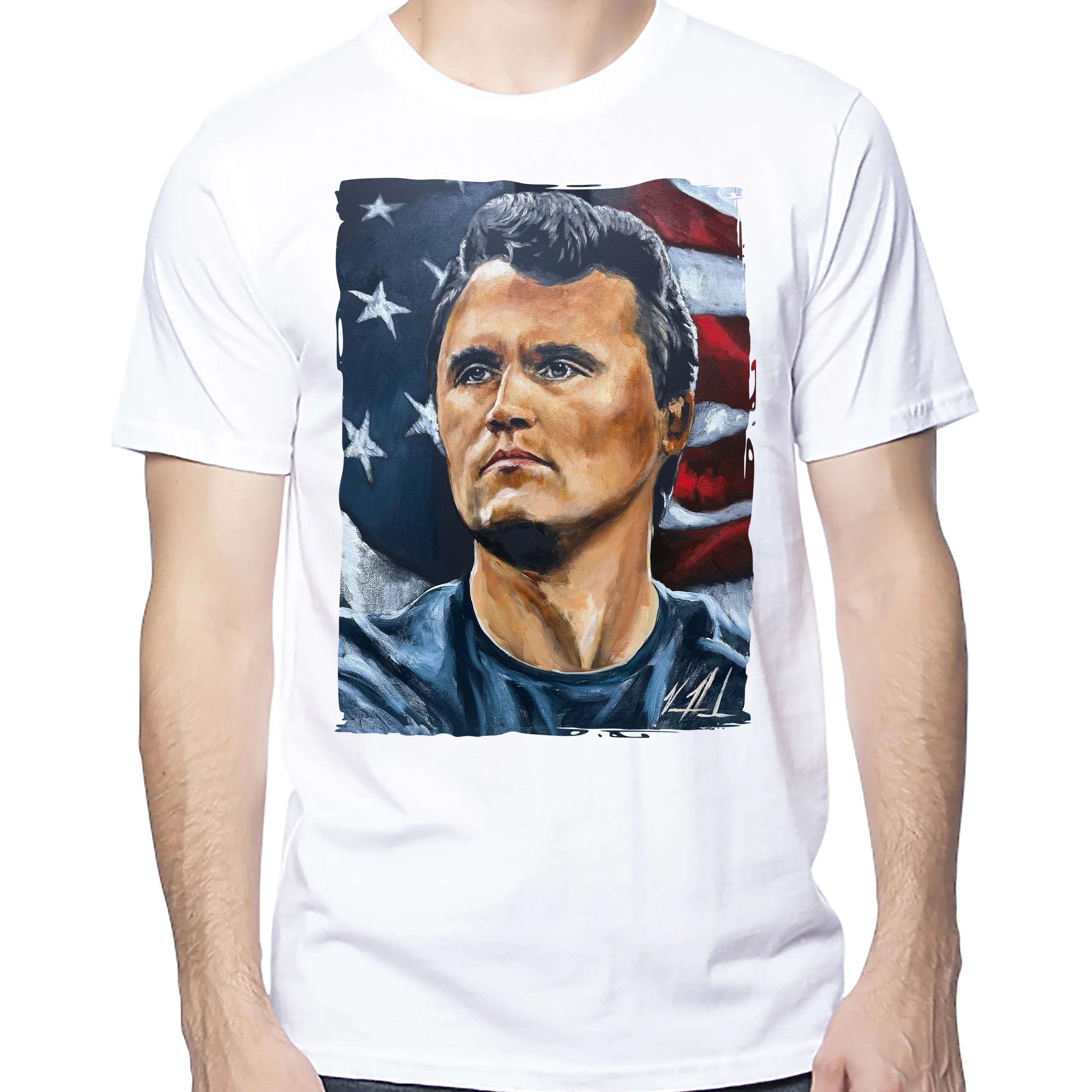 Charlie Kirk - The American Martyr - Unisex T (Premium Organic Fabric) Vanessa Horabuena Bamboo White Medium