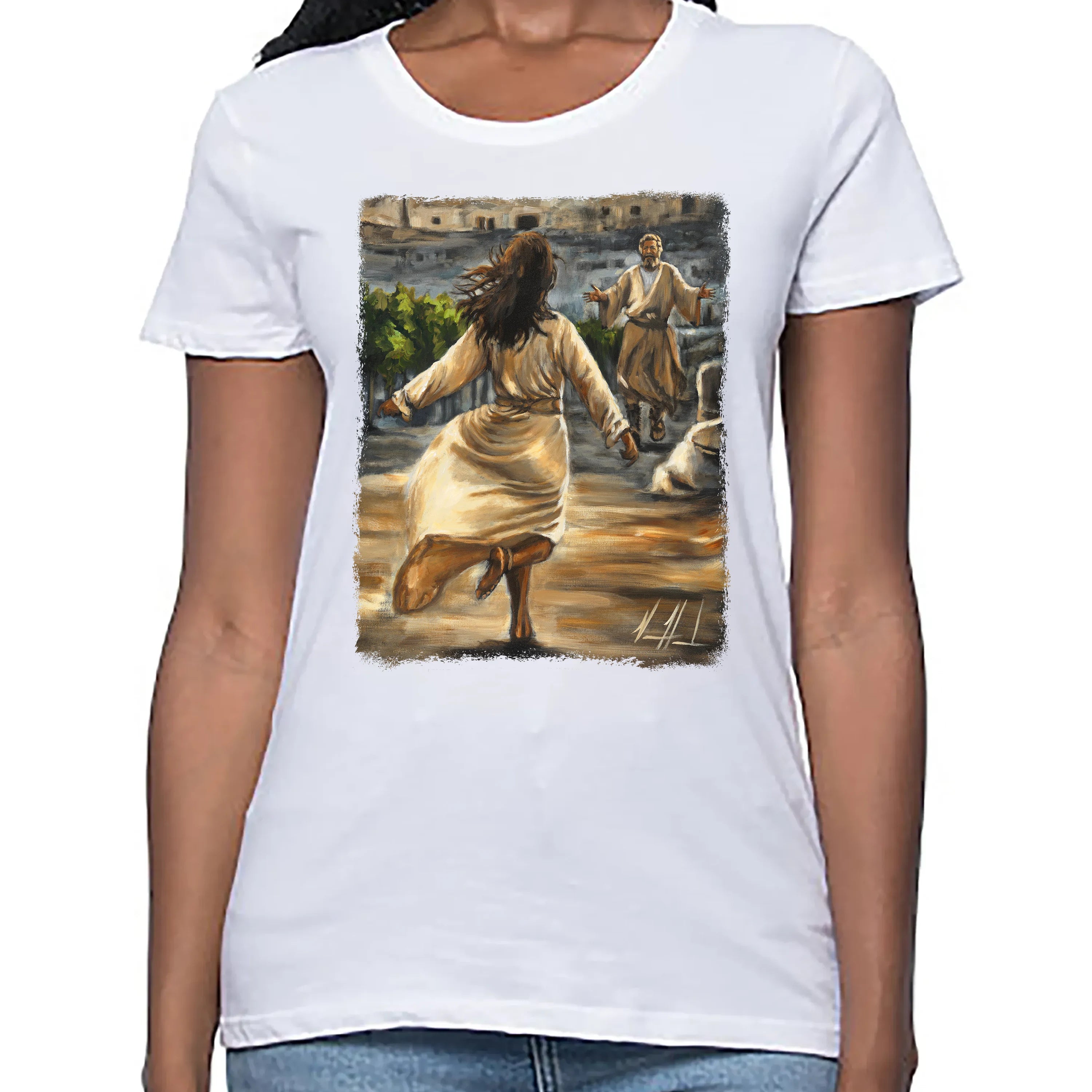 Women's T (Organic Bamboo) - The Prodigal Daughter Organic Bamboo Vanessa Horabuena Short Sleeve Frost (White) XS