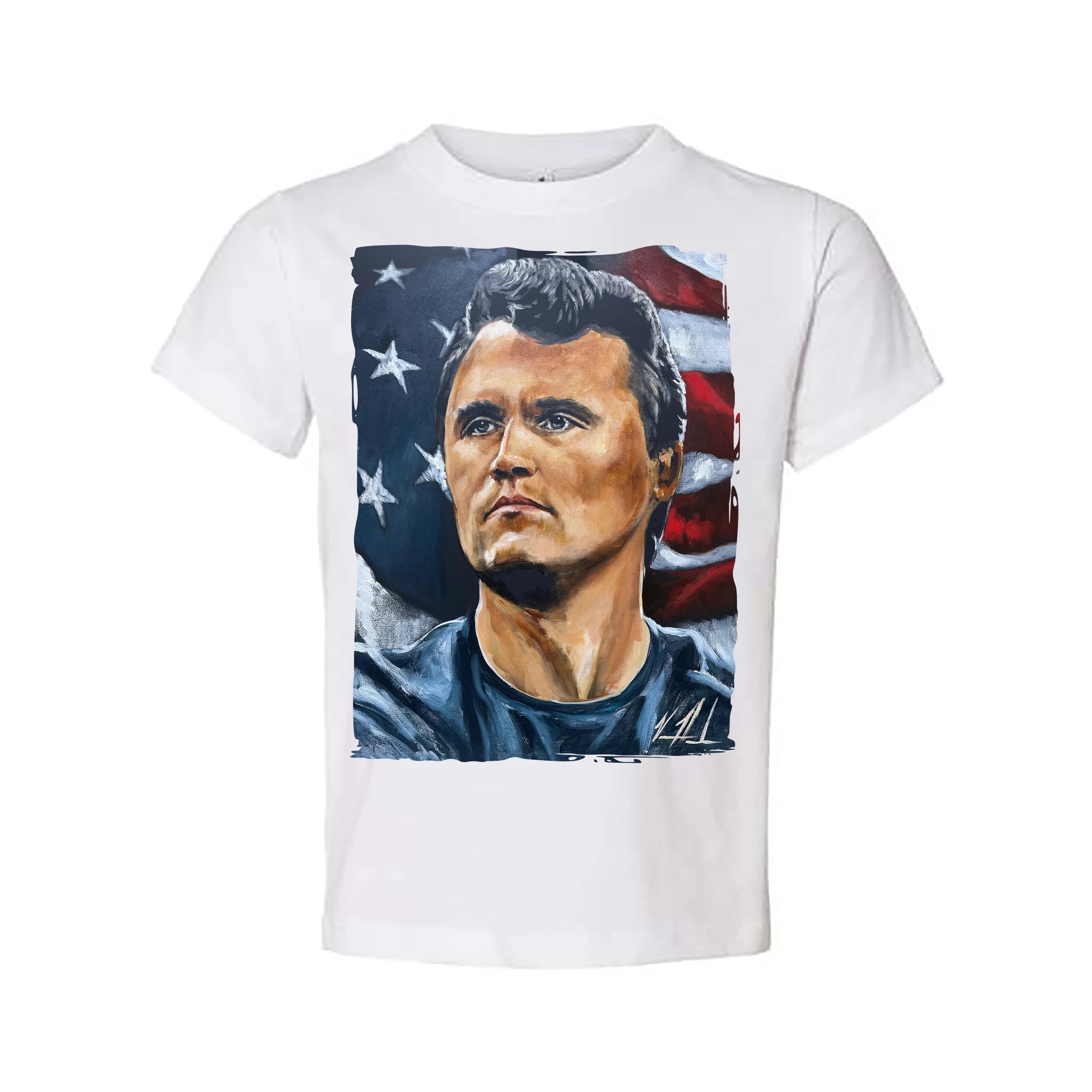 (PRE-ORDER) Kids T (Organic Cotton) - Charlie Kirk - The American Martyr Organic Cotton Vanessa Horabuena Toddler White 2T