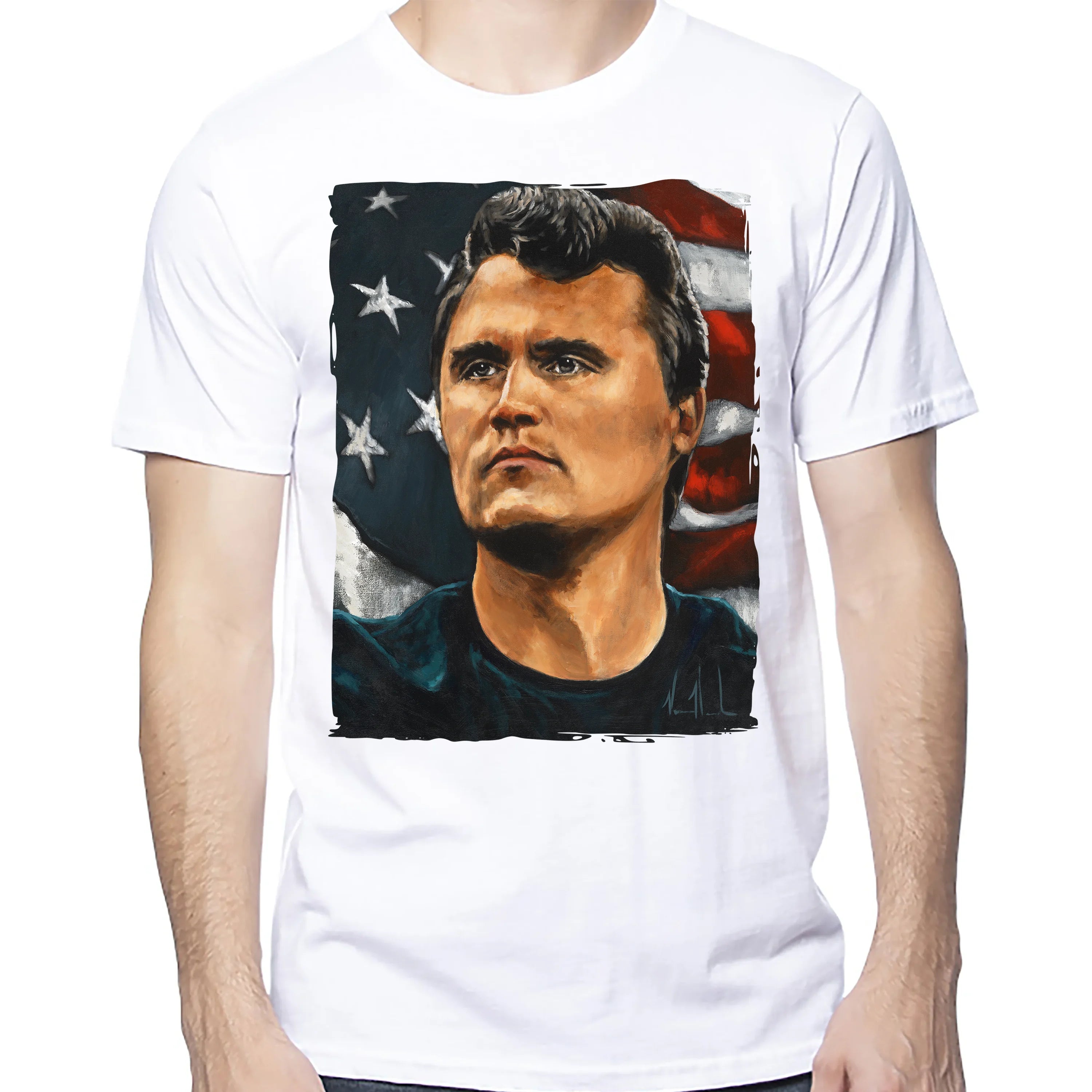 Charlie Kirk - The American Martyr - Unisex T (Premium Organic Fabric) Vanessa Horabuena Bamboo White Small