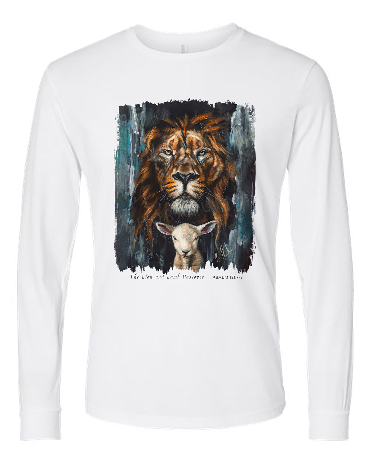 The Lion and Lamb Passover - Unisex T-Shirt Vanessa Horabuena Long Sleeve White Small