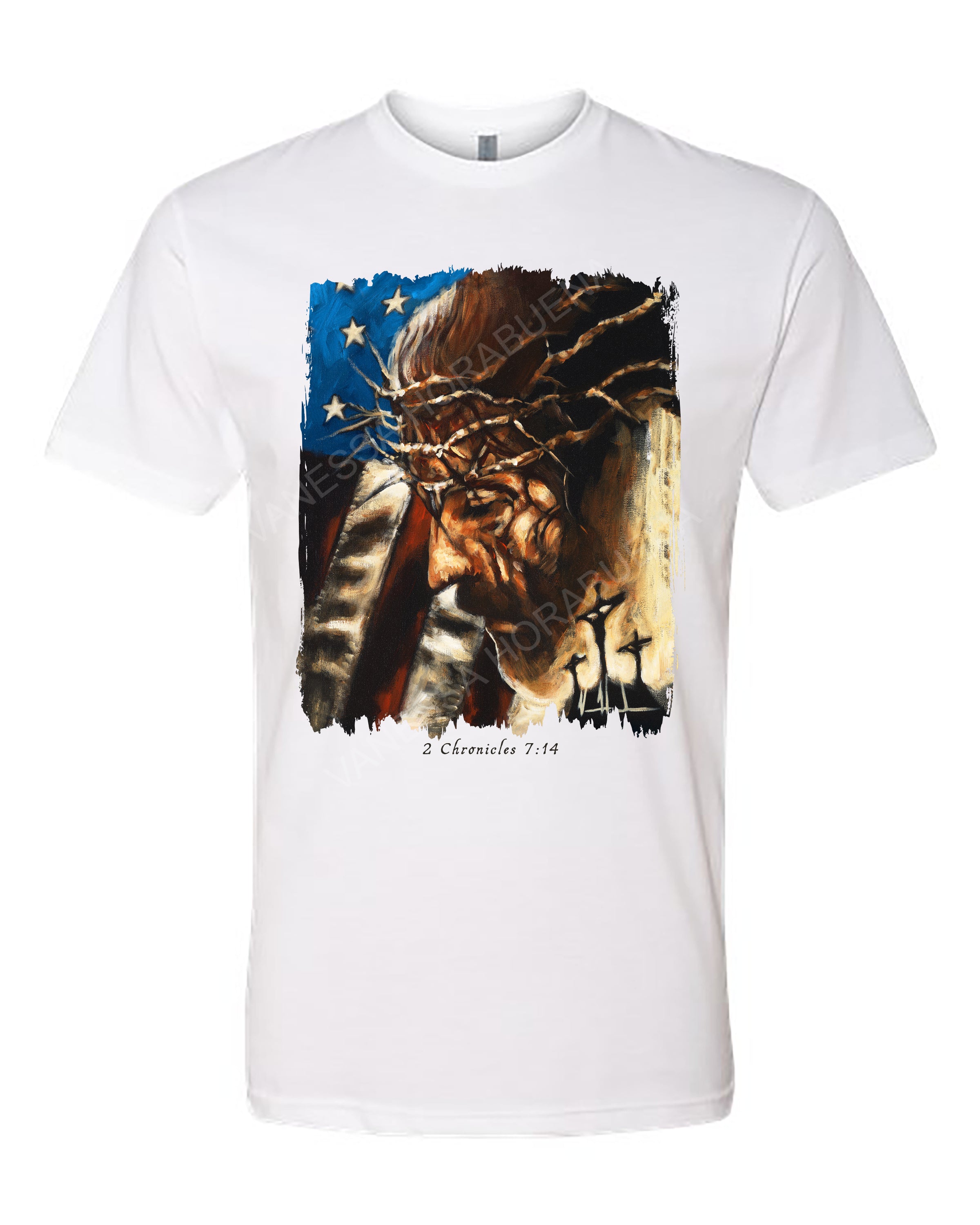 One Nation Under God - Unisex T-Shirt Poly-Blend Vanessa Horabuena Short Sleeve White Small