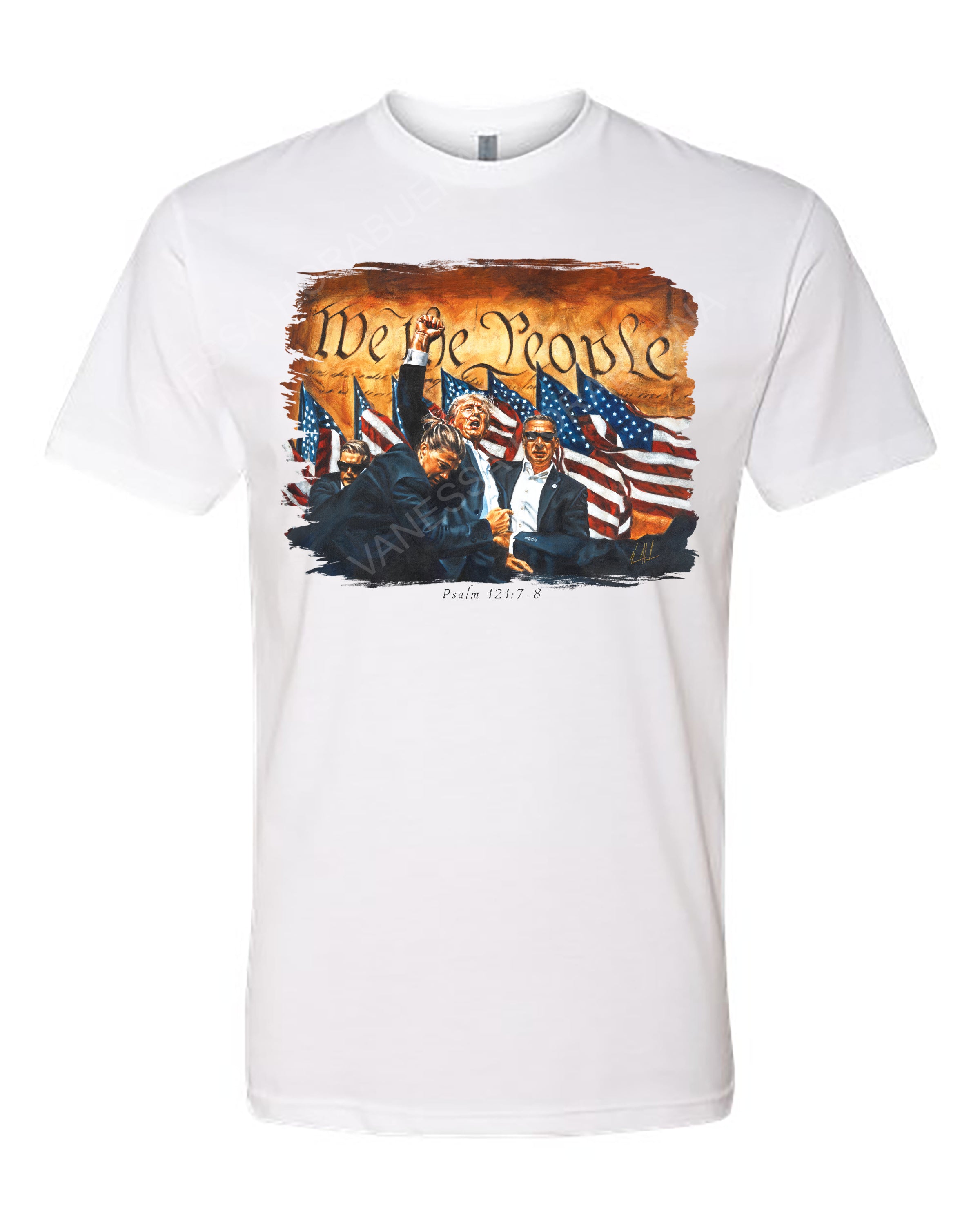 Fight For America - Unisex T-Shirt Poly-Blend Vanessa Horabuena Short Sleeve White Small