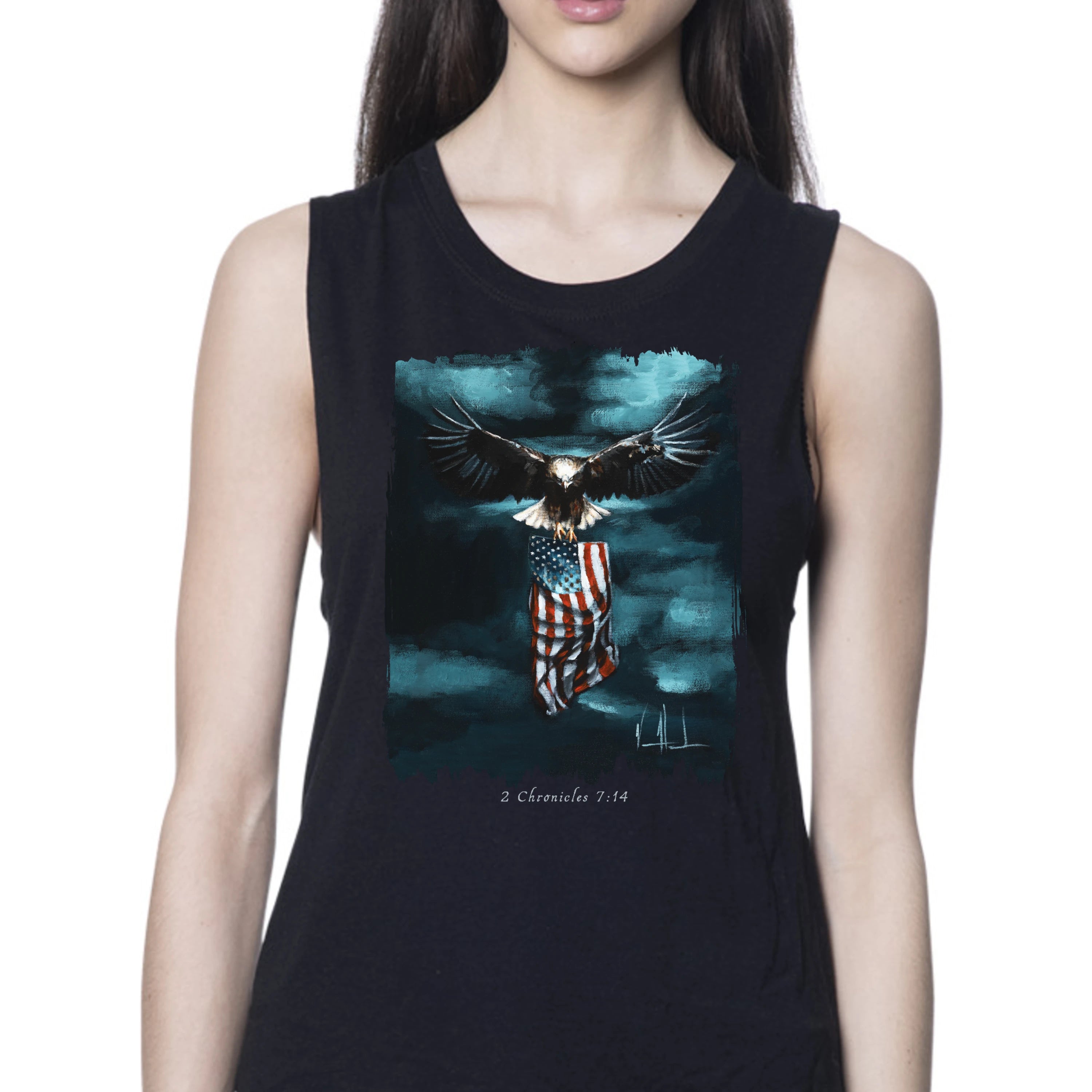 Revive Our Nation - Women's Tank Top (Organic Bamboo) Organic Bamboo Vanessa Horabuena Short Sleeve Eclipse (Black) XS