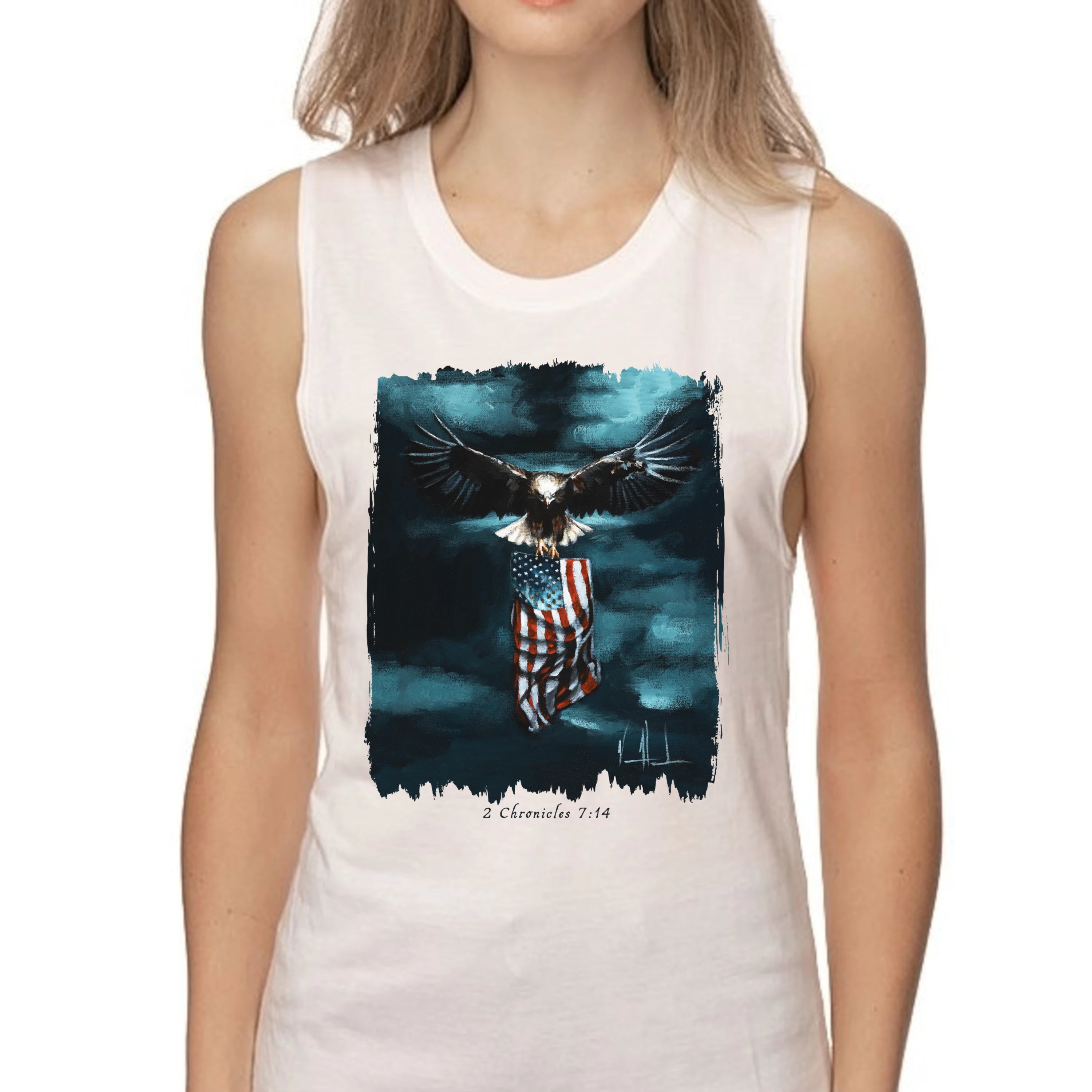 Revive Our Nation - Women's Tank Top (Organic Bamboo) Organic Bamboo Vanessa Horabuena Short Sleeve Frost (White) XS