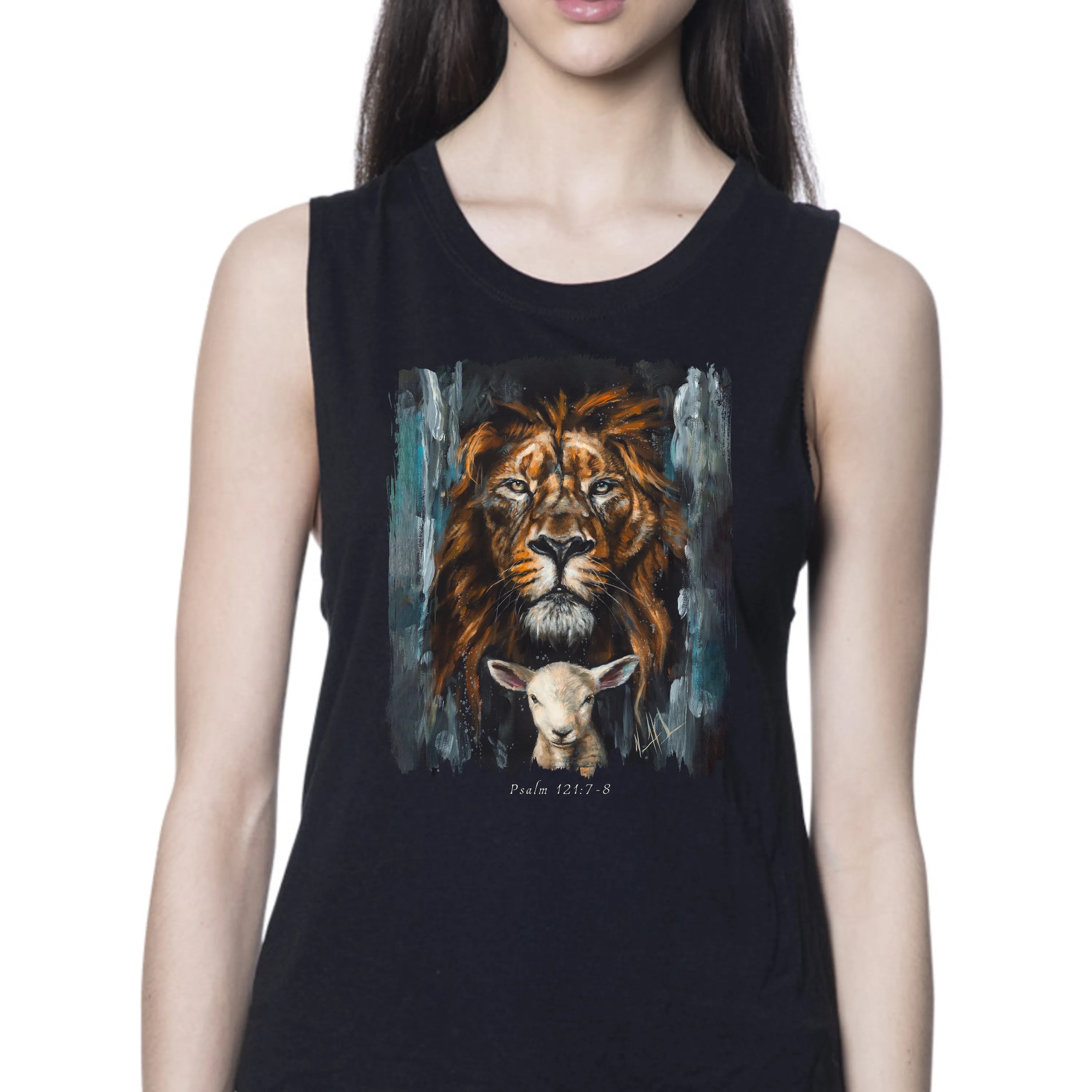 The Lion and Lamb Passover - Women's Tank Top (Organic Bamboo) Vanessa Horabuena Short Sleeve Eclipse (Black) XS