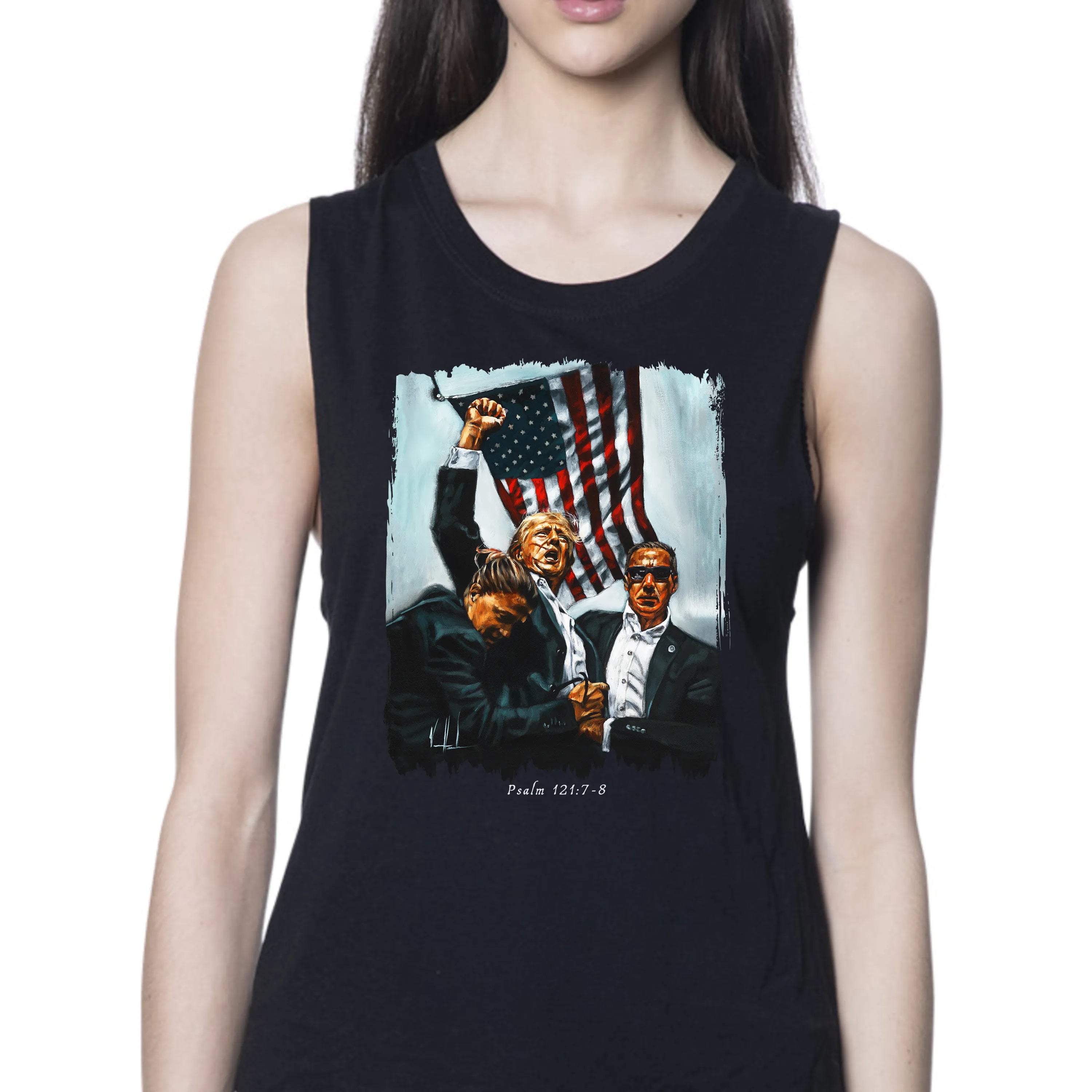 Never Surrender (White)- Women's Tank Top (Organic Bamboo) Vanessa Horabuena Short Sleeve Eclipse (Black) XS