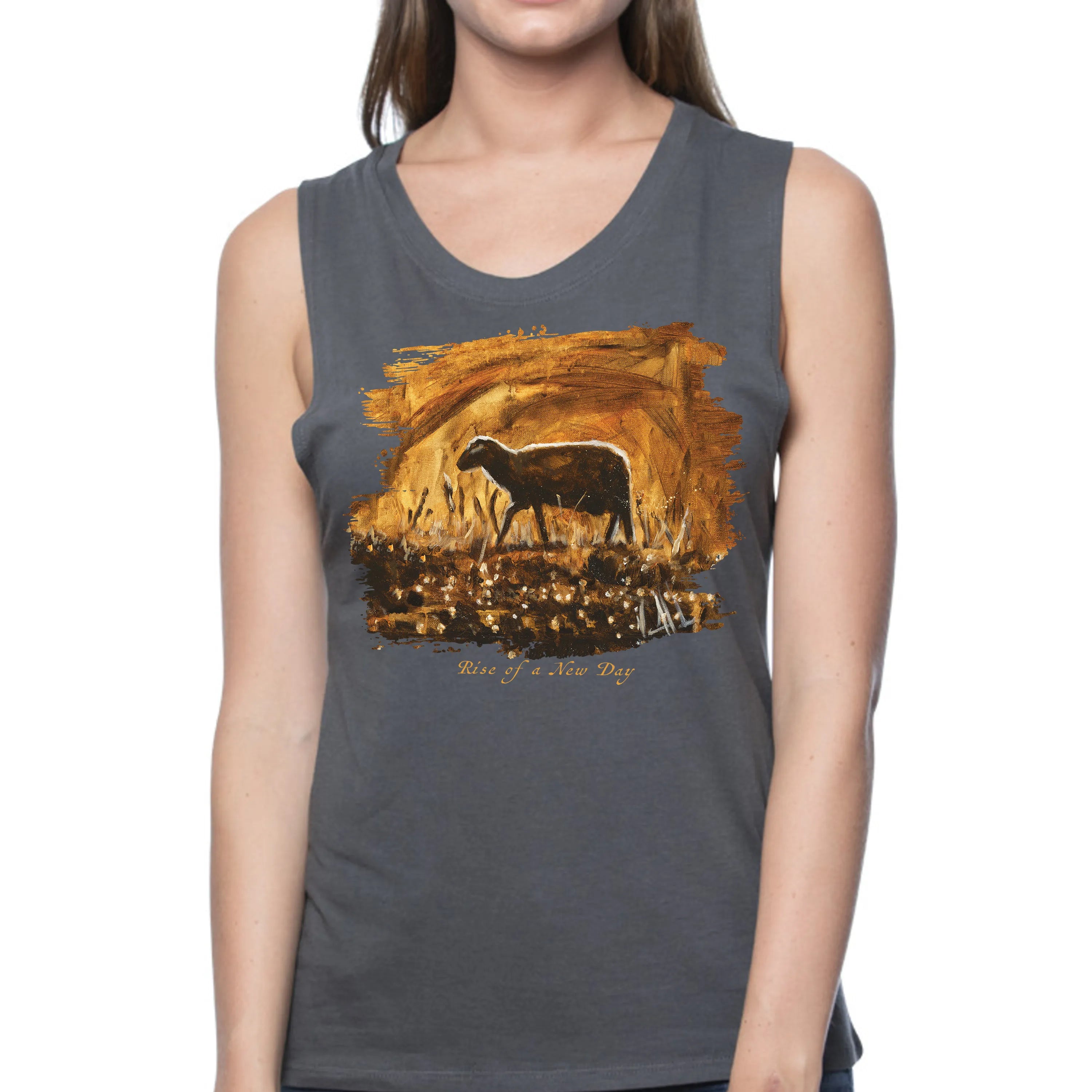 Rise of a New Day - Women's Tank Top (Organic Bamboo) Organic Bamboo Vanessa Horabuena Short Sleeve Pewter (Grey) XS
