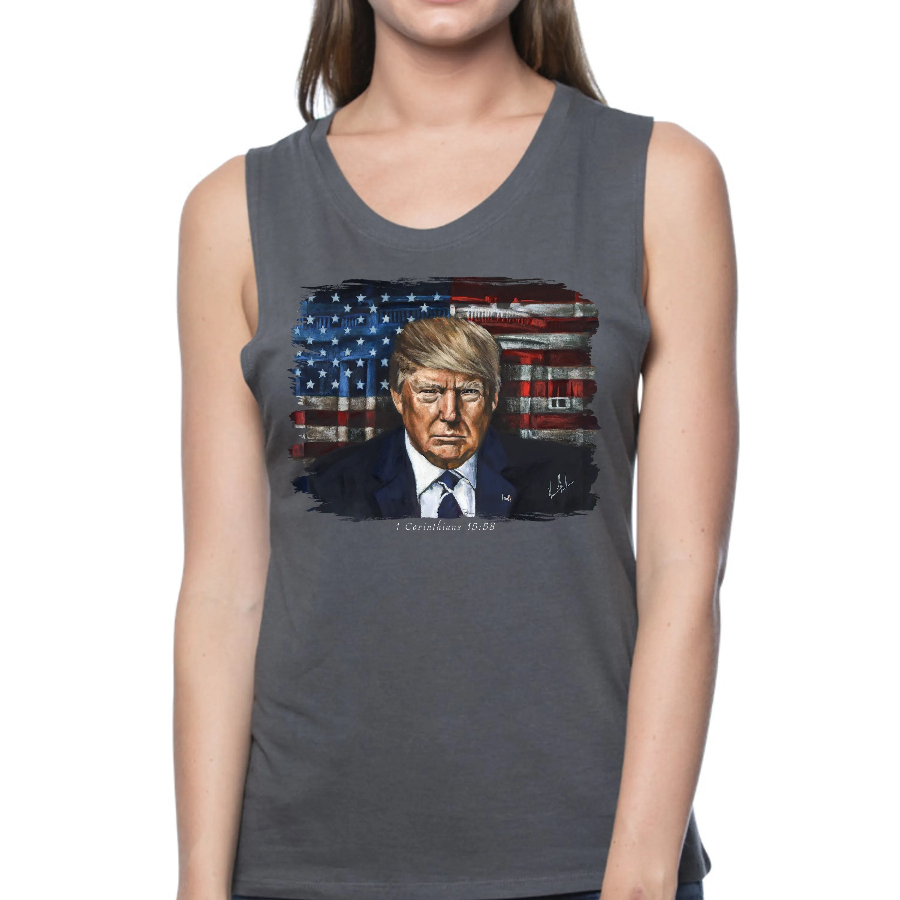 Commander in Chief - Women's Tank Top (Organic Bamboo) Vanessa Horabuena Short Sleeve Pewter (Grey) XS