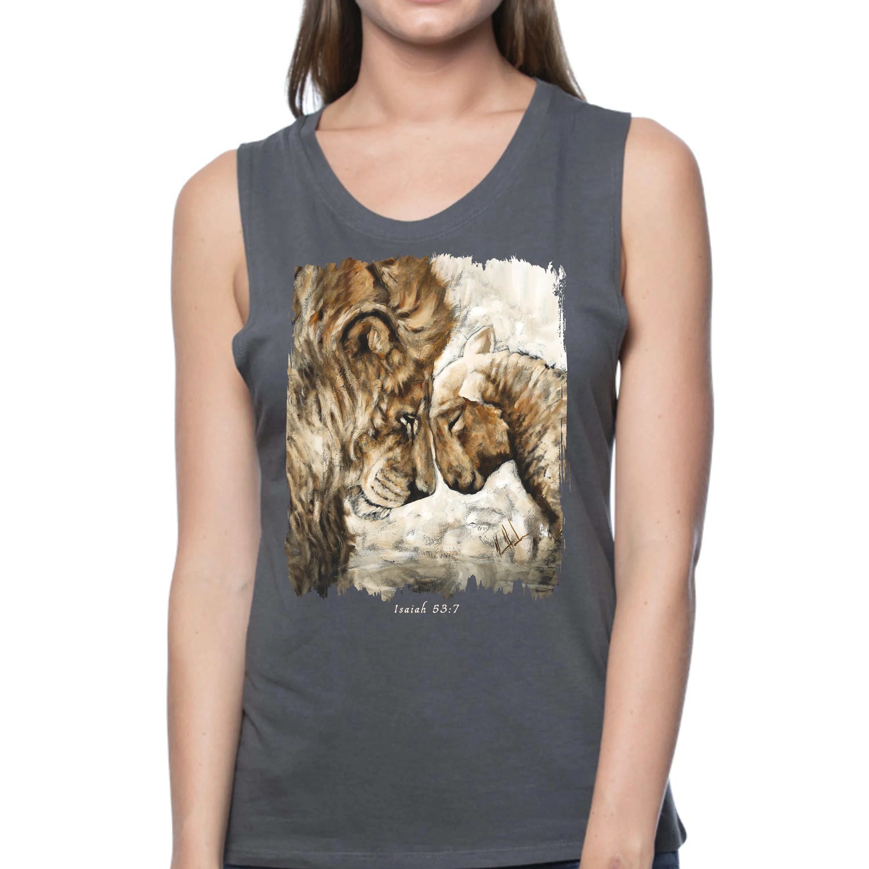 Compassion of a King (White) - Women's Tank Top (Organic Bamboo) Vanessa Horabuena Short Sleeve Pewter (Grey) XS
