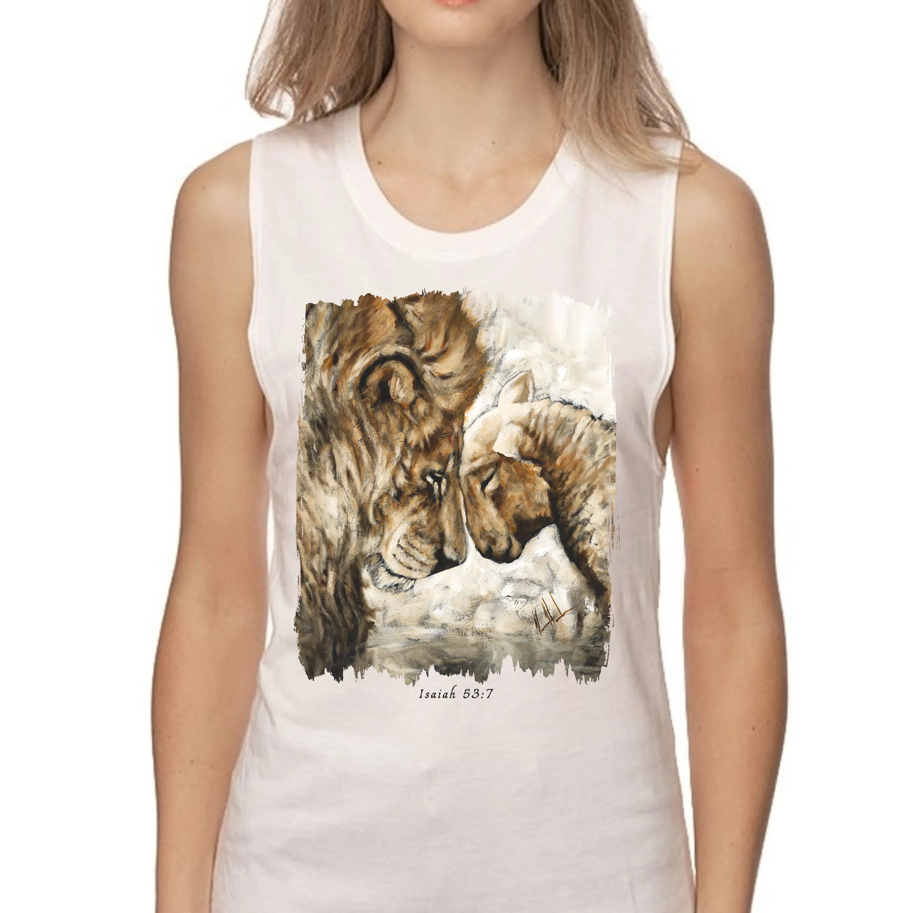 Compassion of a King (White) - Women's Tank Top (Organic Bamboo) Vanessa Horabuena Short Sleeve Frost (White) XS