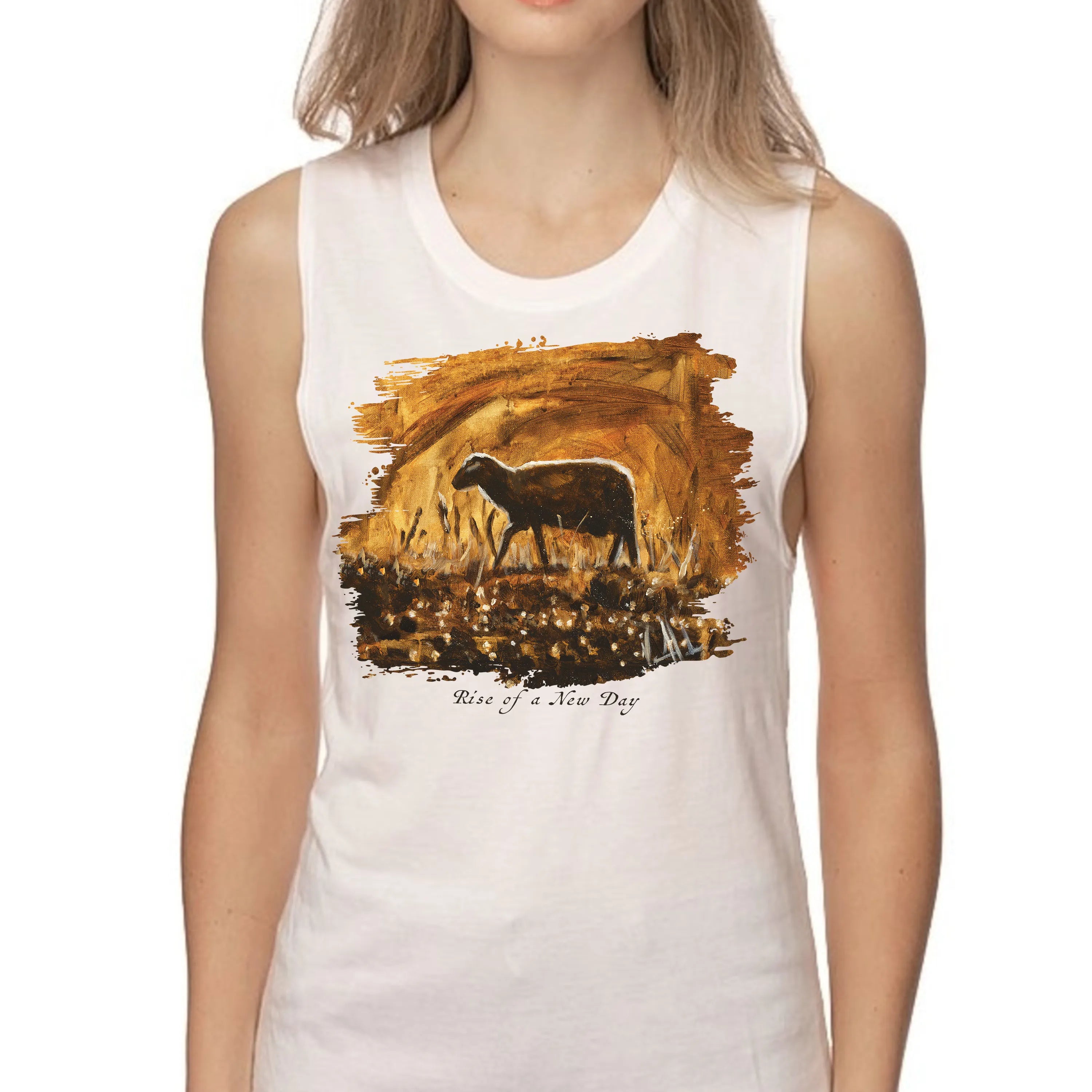 Rise of a New Day - Women's Tank Top (Organic Bamboo) Organic Bamboo Vanessa Horabuena Short Sleeve Frost (White) XS