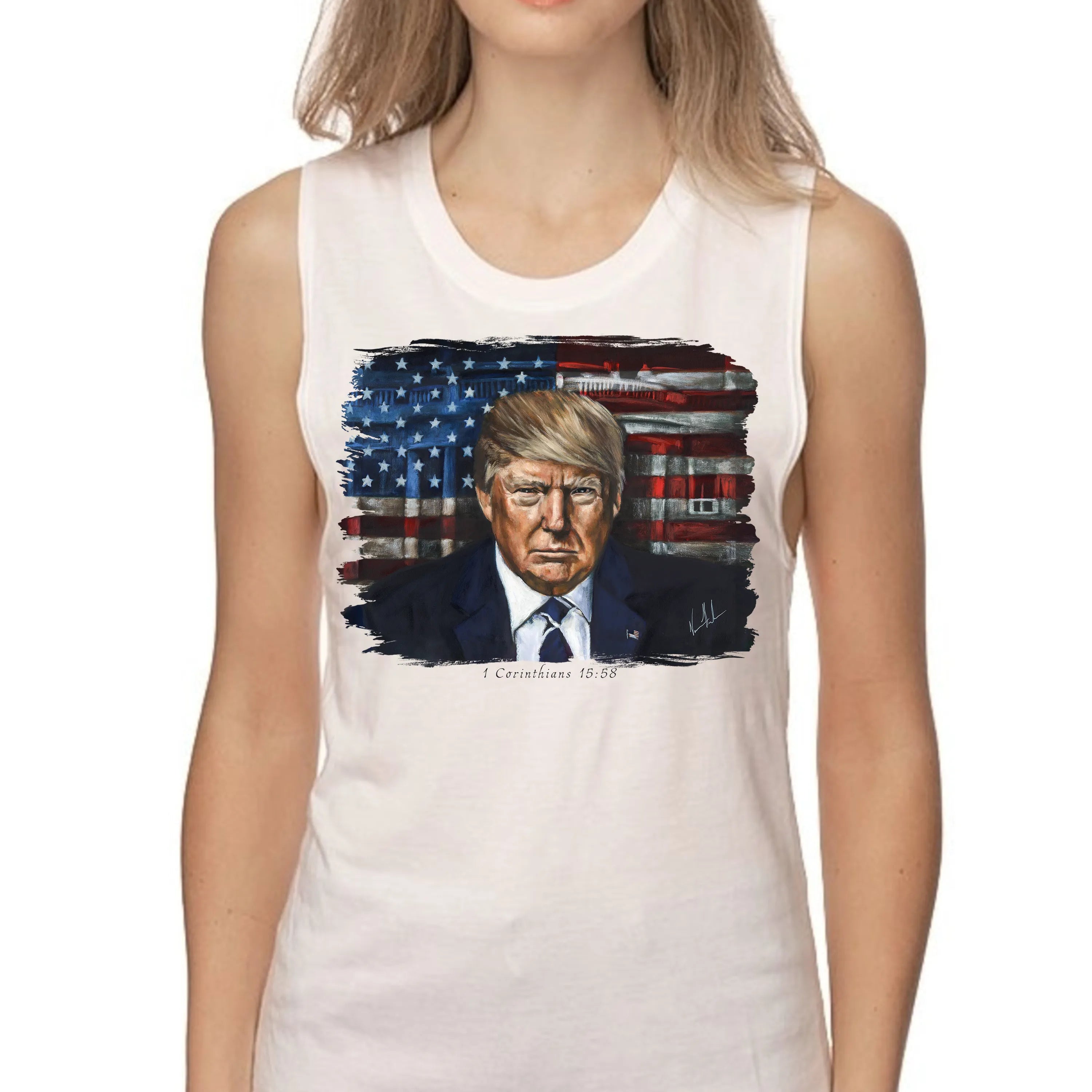 Commander in Chief - Women's Tank Top (Organic Bamboo) Vanessa Horabuena Short Sleeve Frost (White) XS