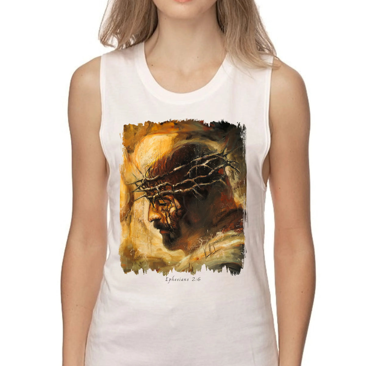 King of Glory - Women's Tank Top (Organic Bamboo) Vanessa Horabuena Short Sleeve Frost (White) XS