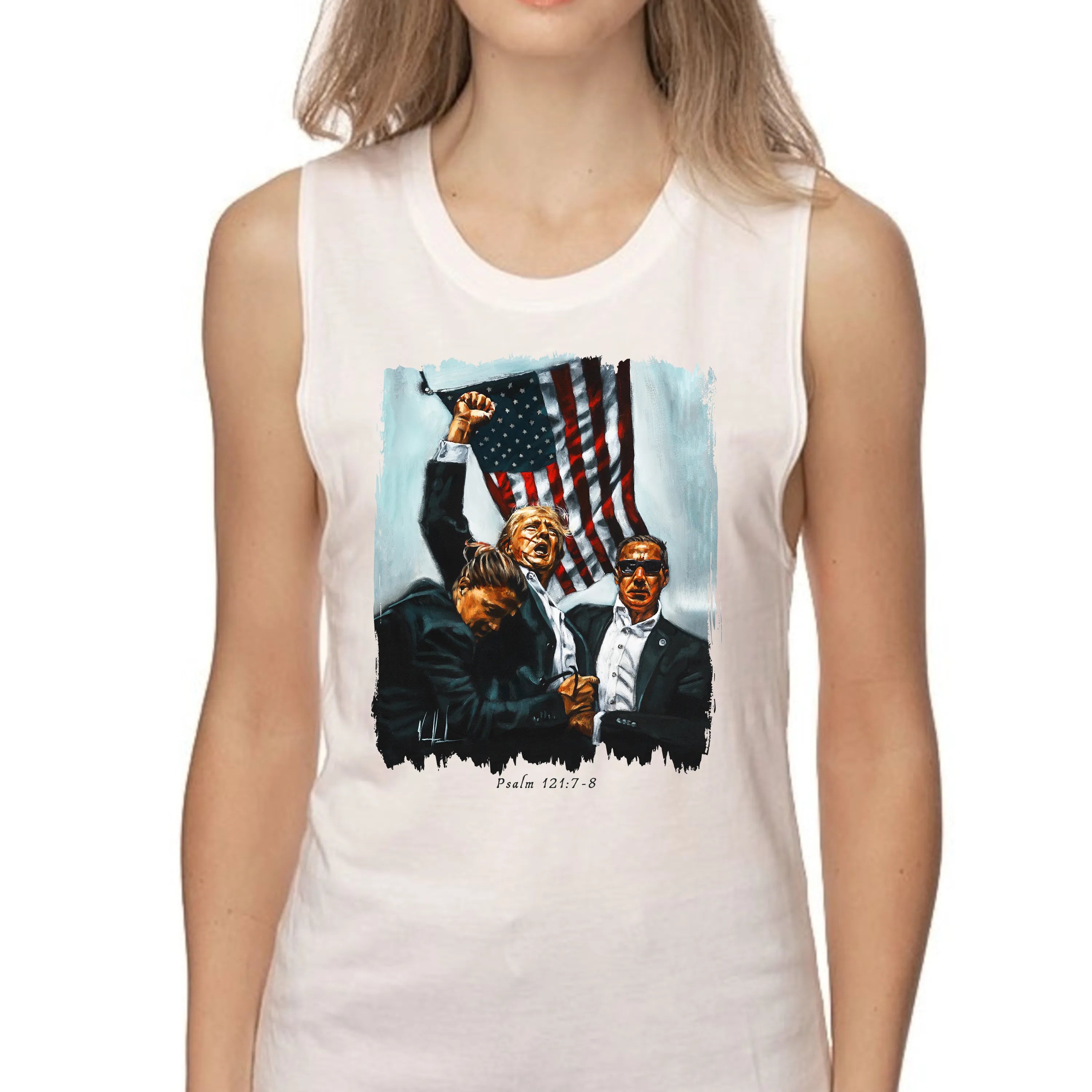 Never Surrender (White)- Women's Tank Top (Organic Bamboo) Vanessa Horabuena Short Sleeve Frost (White) XS