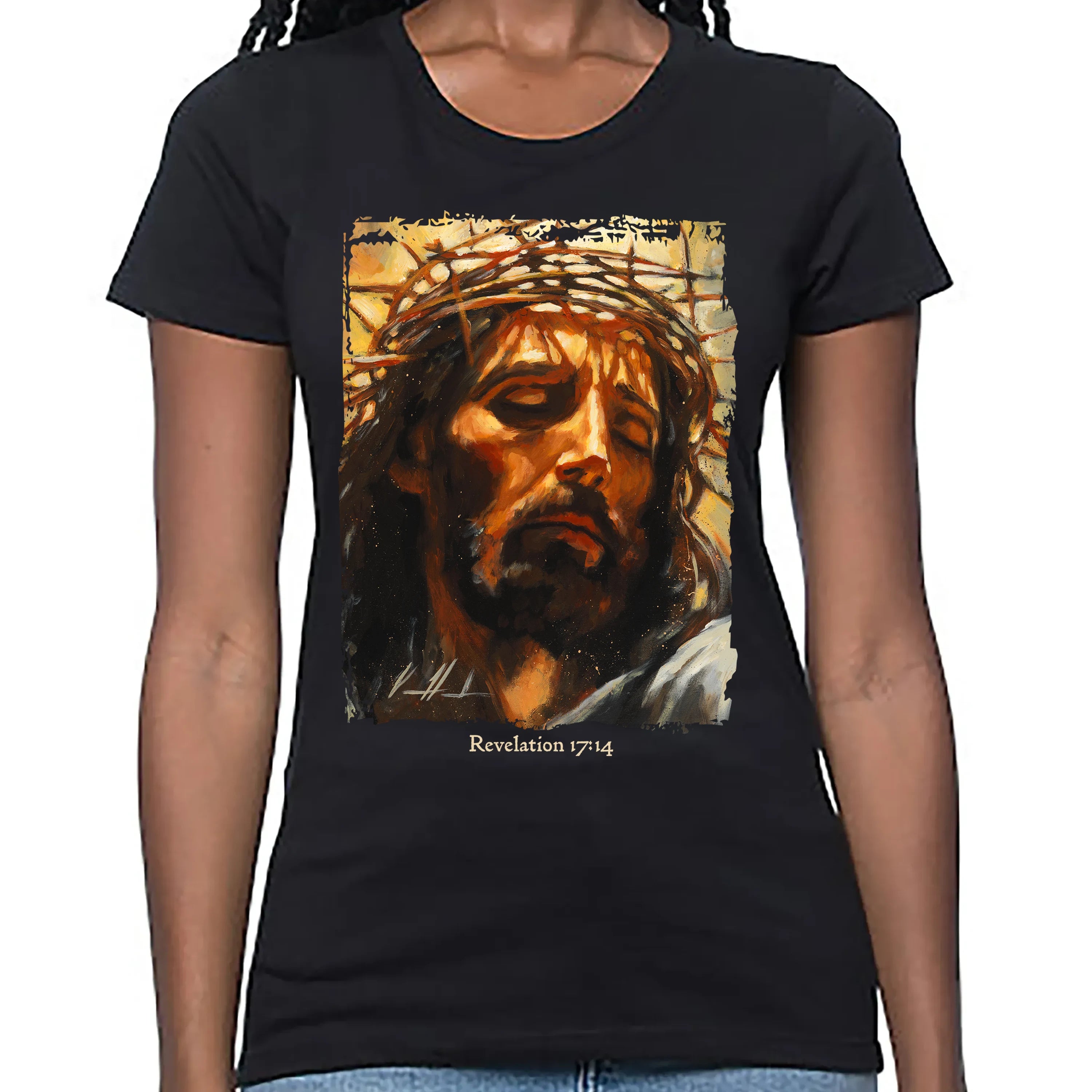 Women's T (Organic Bamboo) - Christ is King Organic Bamboo Vanessa Horabuena Short Sleeve Eclipse (Black) XS