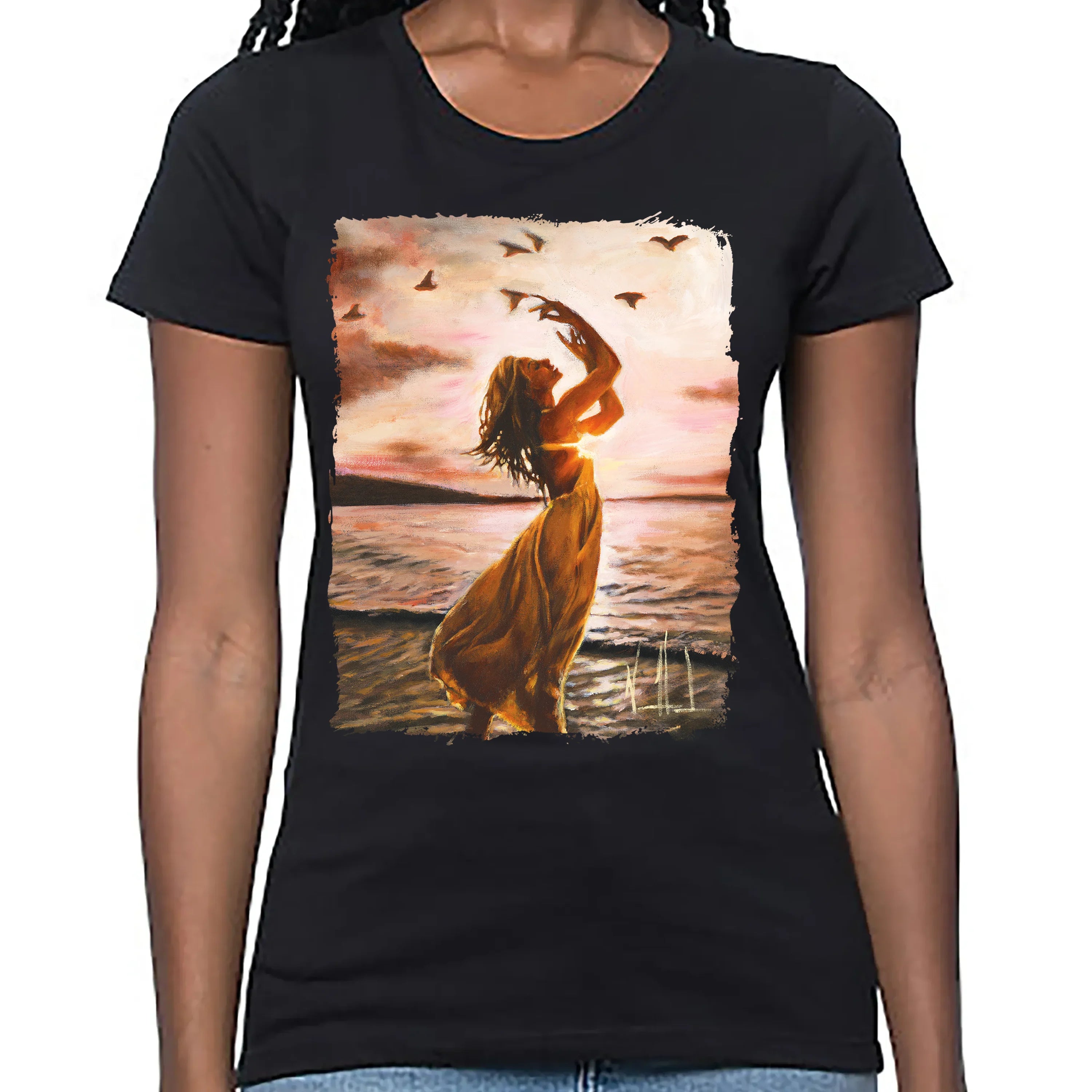 Women's T (Organic Bamboo) - Sustained By Your Love Organic Bamboo Vanessa Horabuena Black XS