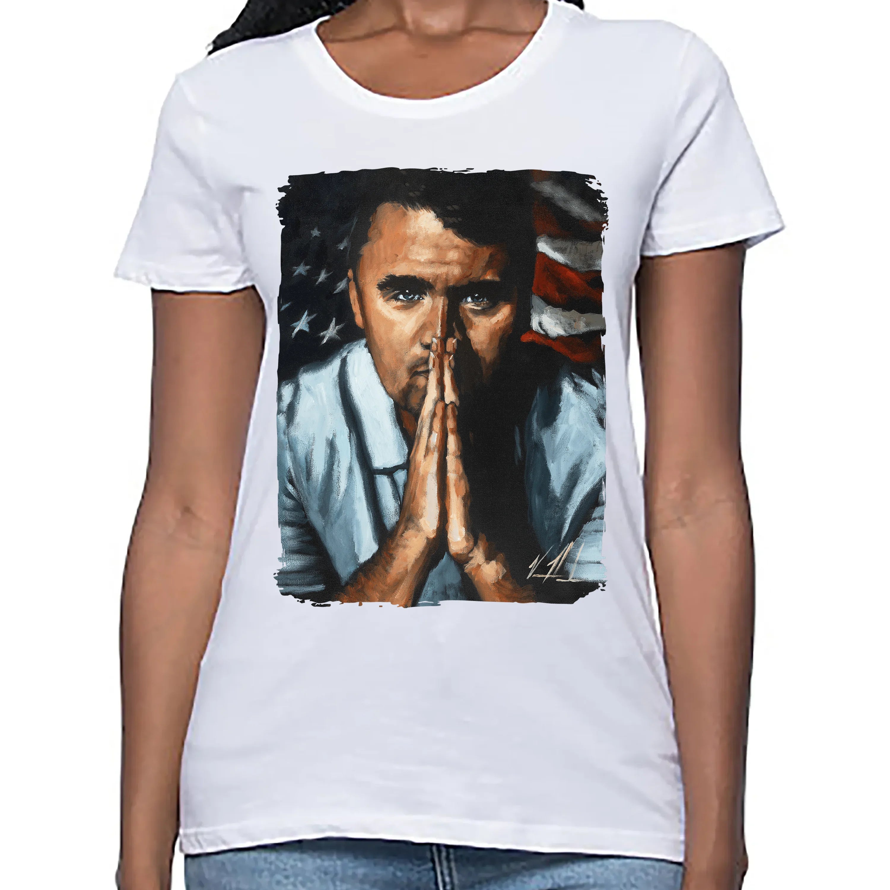 Women's T (Organic Bamboo) - Charlie Kirk - A Patriot's Tribute Organic Bamboo Vanessa Horabuena Short Sleeve Frost (White) XS