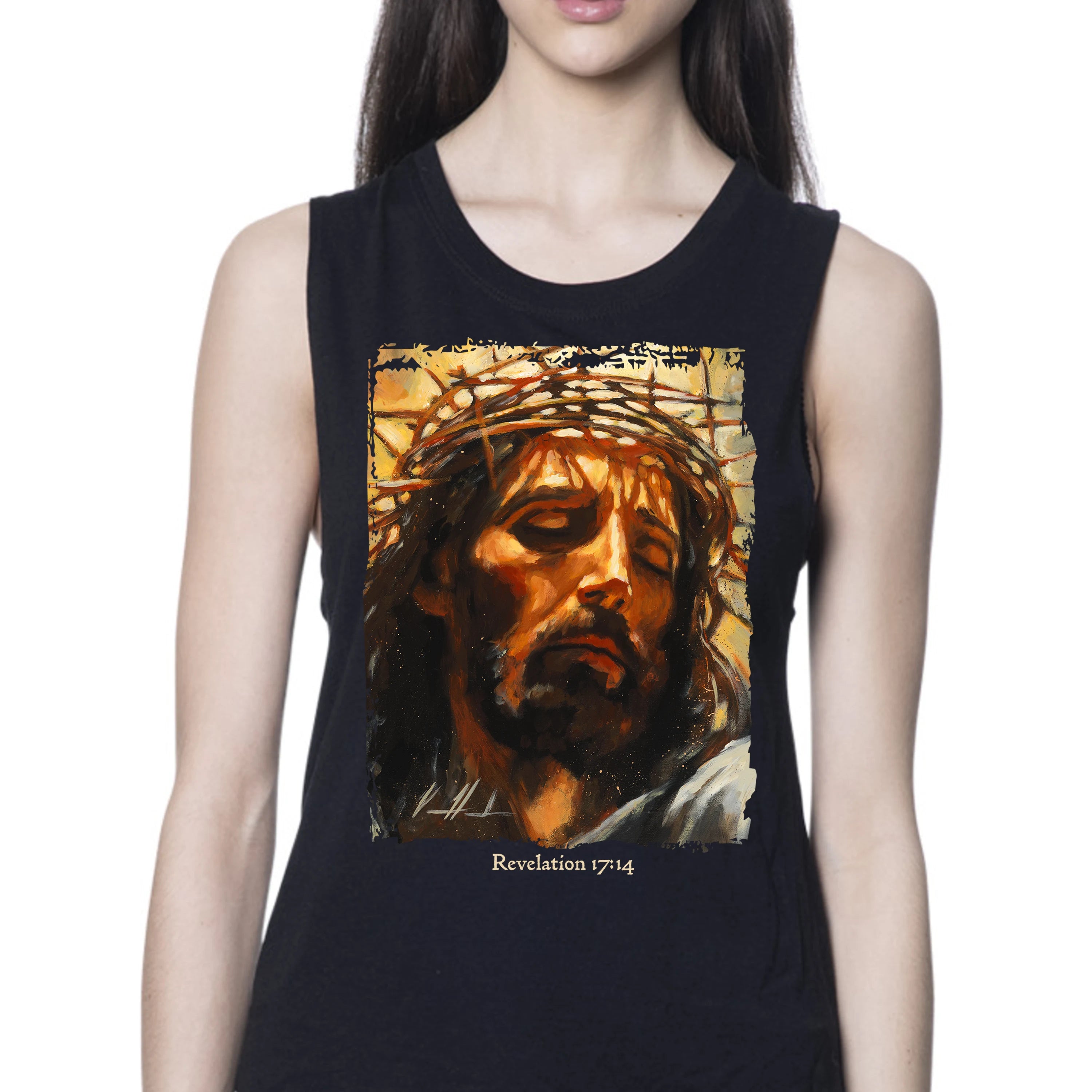 Christ is King - Women's Tank Top (Organic Bamboo) Organic Bamboo Vanessa Horabuena Short Sleeve Eclipse (Black) XS