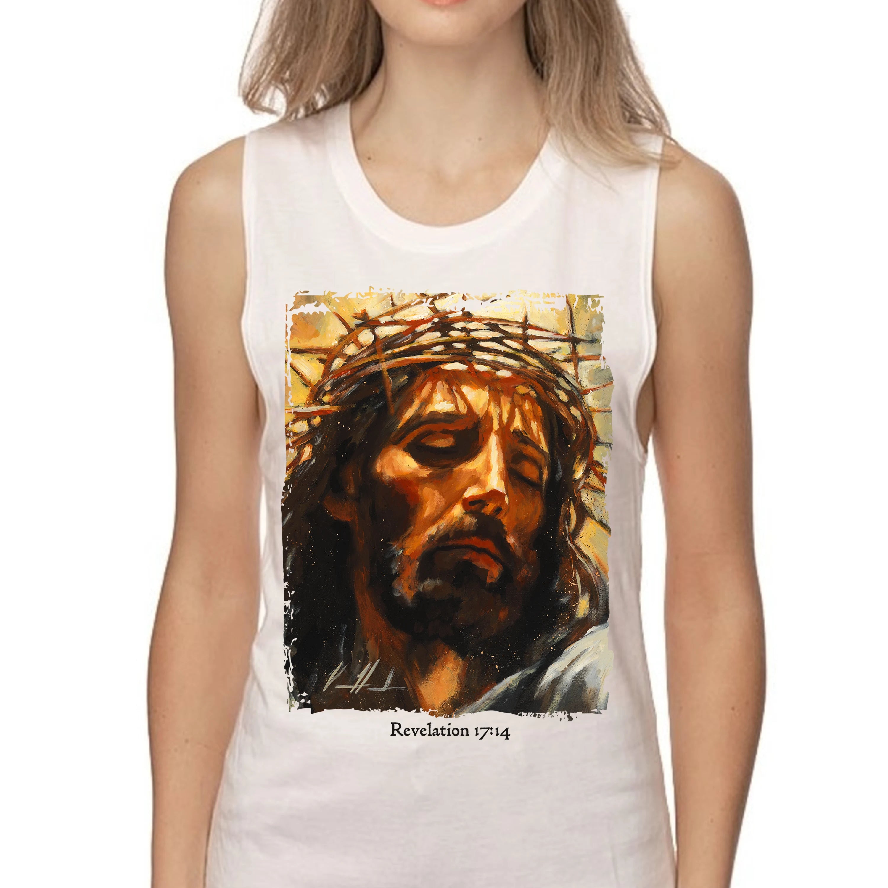 Christ is King - Women's Tank Top (Organic Bamboo) Organic Bamboo Vanessa Horabuena Short Sleeve Frost (White) XS