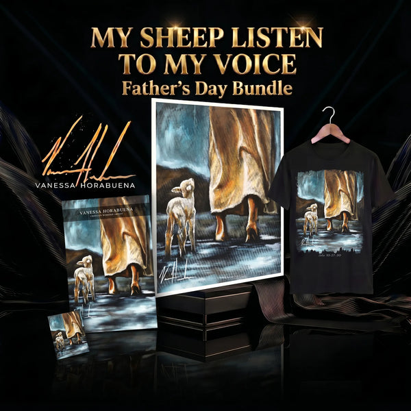 'My Sheep Listen to My Voice' Father's Day Giclée Paper Bundle Jesus Art Print Vanessa Horabuena