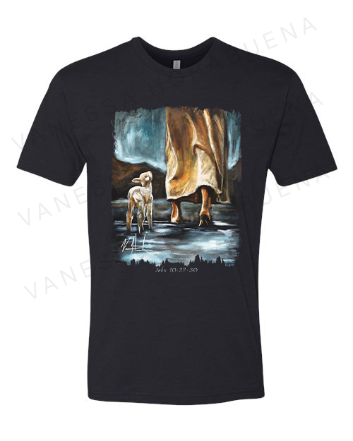 My Sheep Listen to My Voice - Unisex T-Shirt Poly-Blend Vanessa Horabuena Short Sleeve Black Small