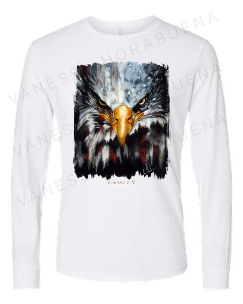 Stripes of Freedom - Unisex T-Shirt Vanessa Horabuena Long Sleeve White Small