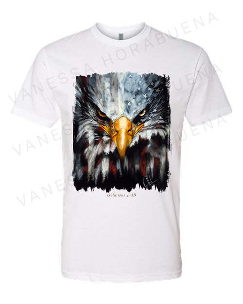 Stripes of Freedom - Unisex T-Shirt Vanessa Horabuena Short Sleeve White Small