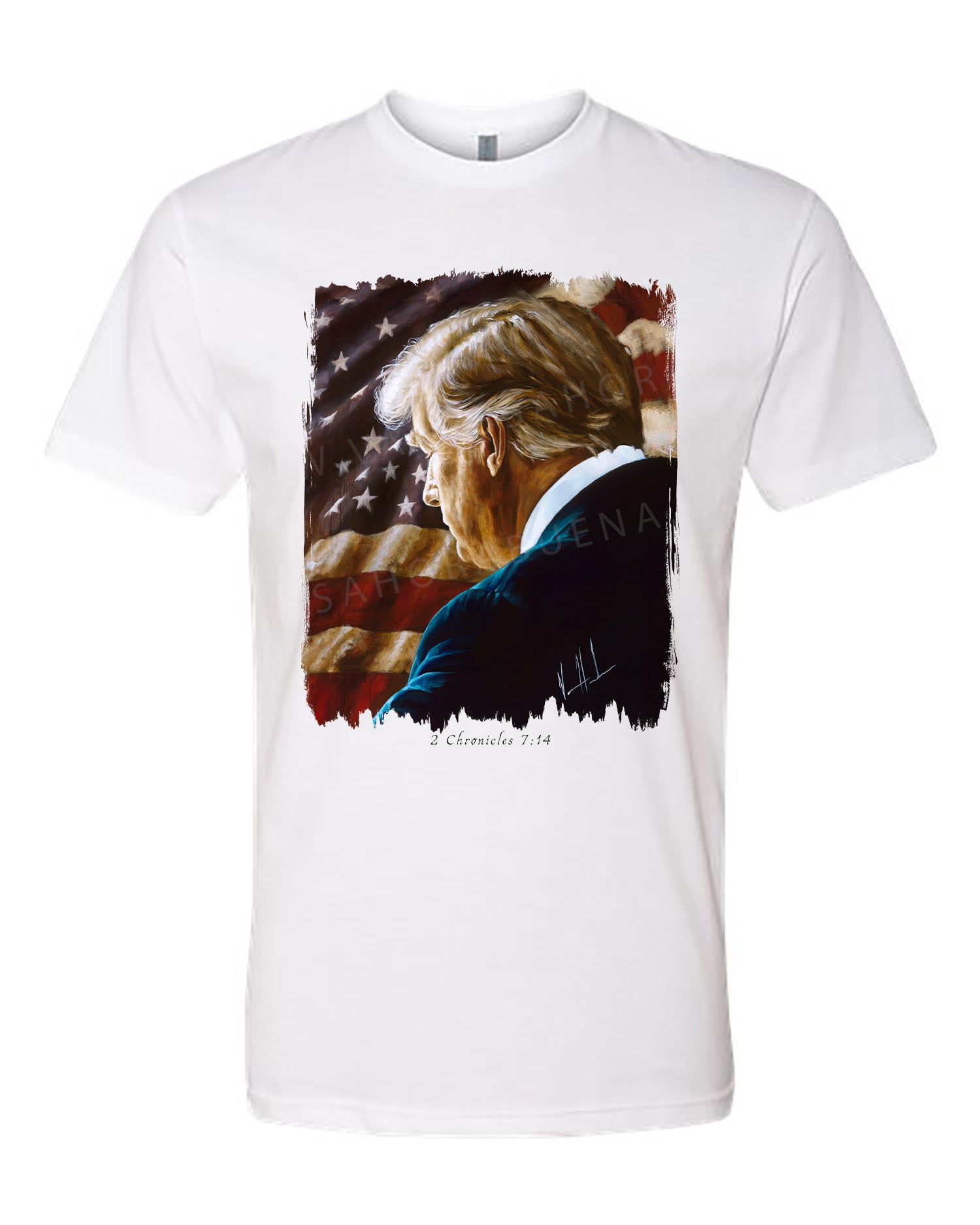 Prayers for Our Nation - Unisex T-Shirt Poly-Blend Vanessa Horabuena Short Sleeve White Small