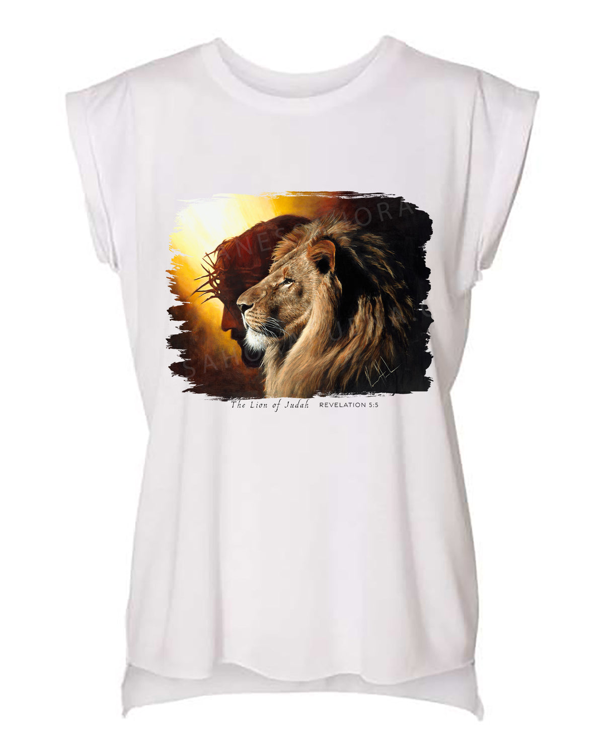 The Lion of Judah - Ladies Rolled Sleeve Muscle T-Shirt