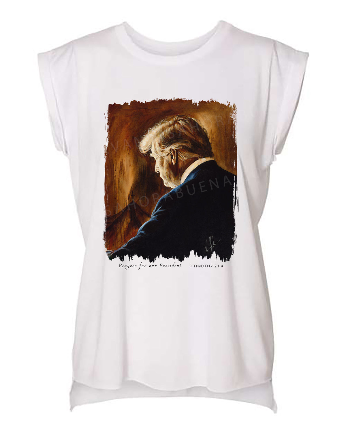 Prayers for Our President (For Such a Time as This) - Ladies Rolled Sleeve Muscle T-Shirt