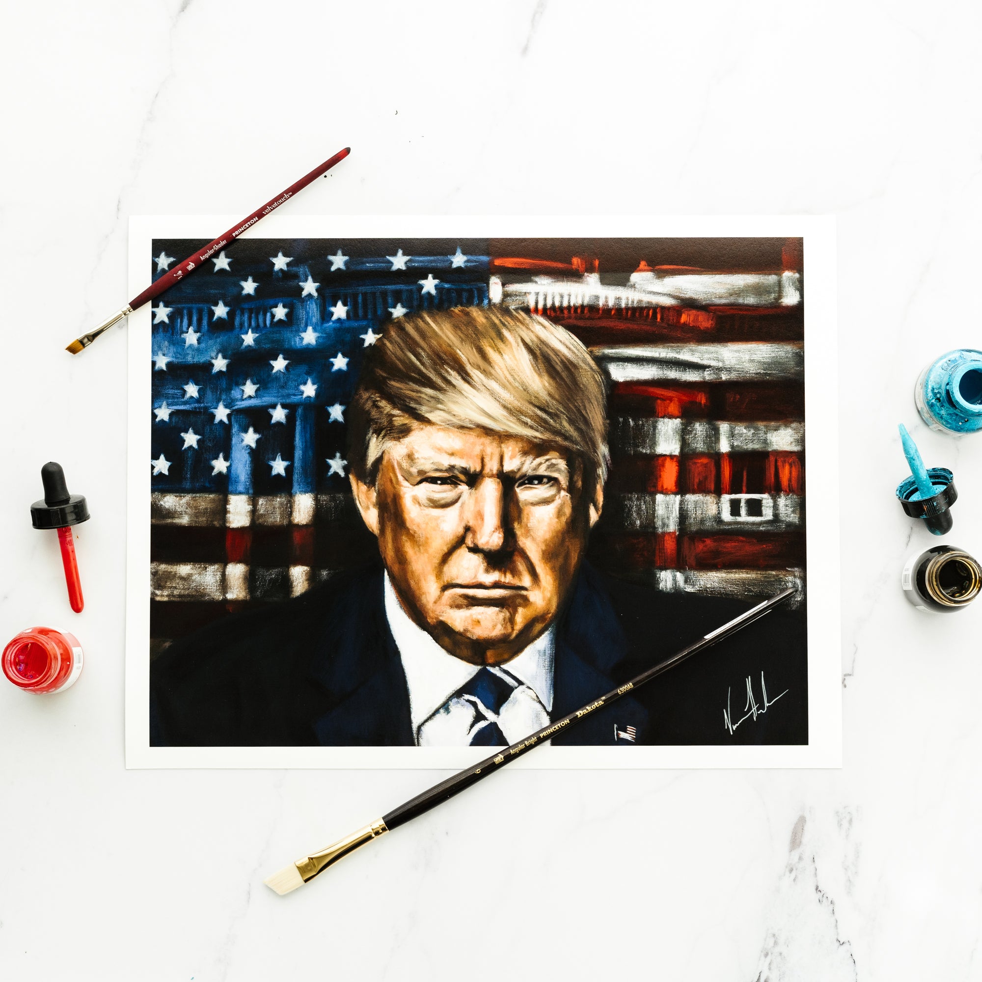 Commander in Chief (Hand Embellished Canvas Print) Patriotic Art Print Vanessa Horabuena