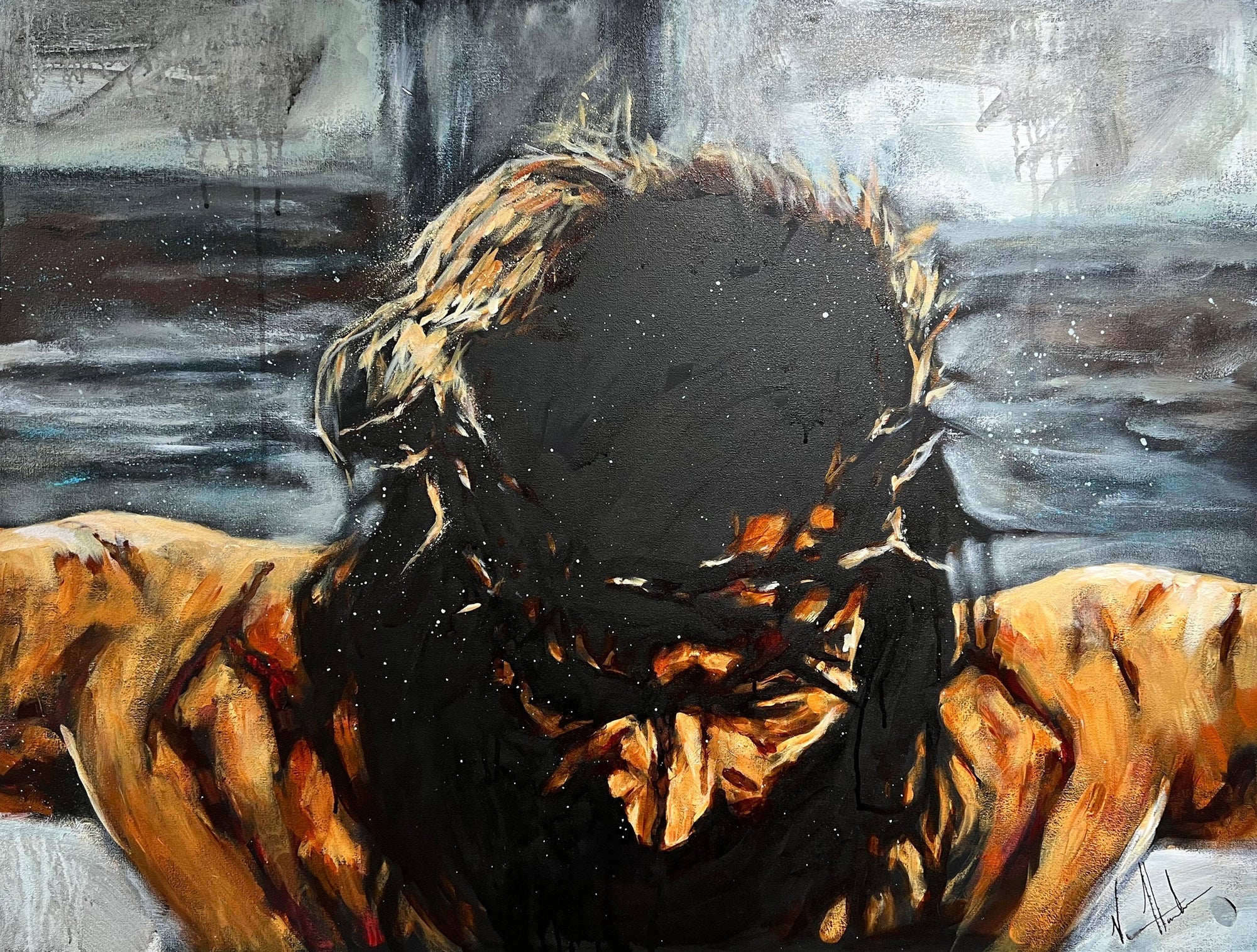 The Finished Work of the Cross - Light Background (Hand Embellished Canvas Print) Jesus Art Print Vanessa Horabuena