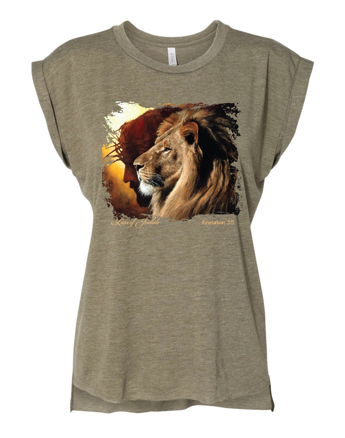 Lion of Judah - Ladies Rolled Sleeve Muscle T-Shirt