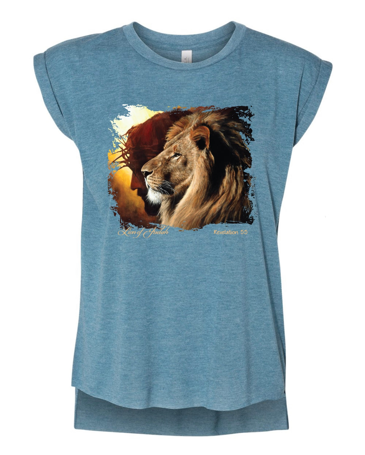 Lion of Judah - Ladies Rolled Sleeve Muscle T-Shirt